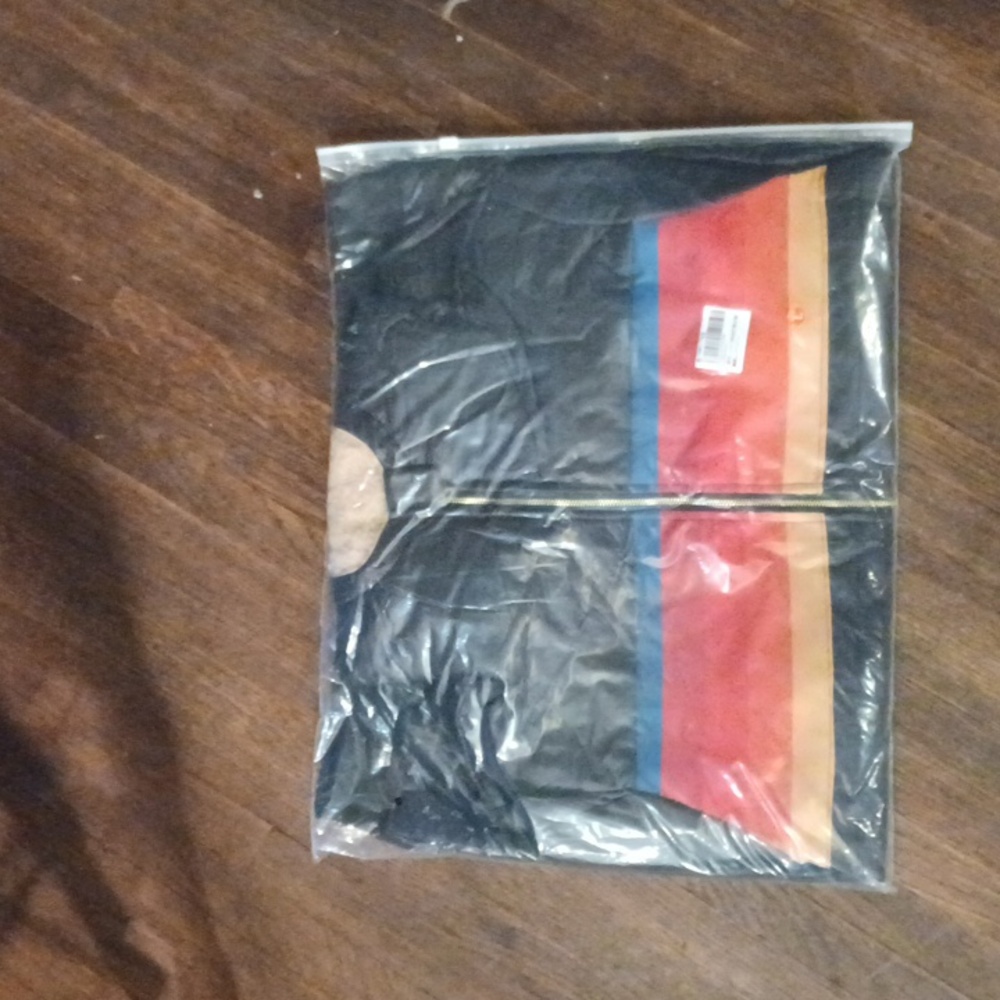 SALE 1 left New!Retro Women's Black Puffer Jacket with Rainbow Stripes - Picture 4 of 8